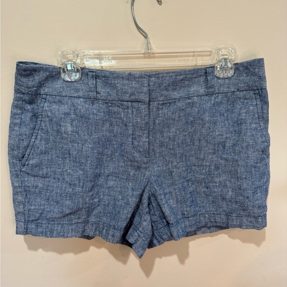 Loft‎ Chambray Linen Cotton Shorts Sz 8 - Picture 1 of 7